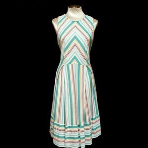 Linen midi dress with stripes